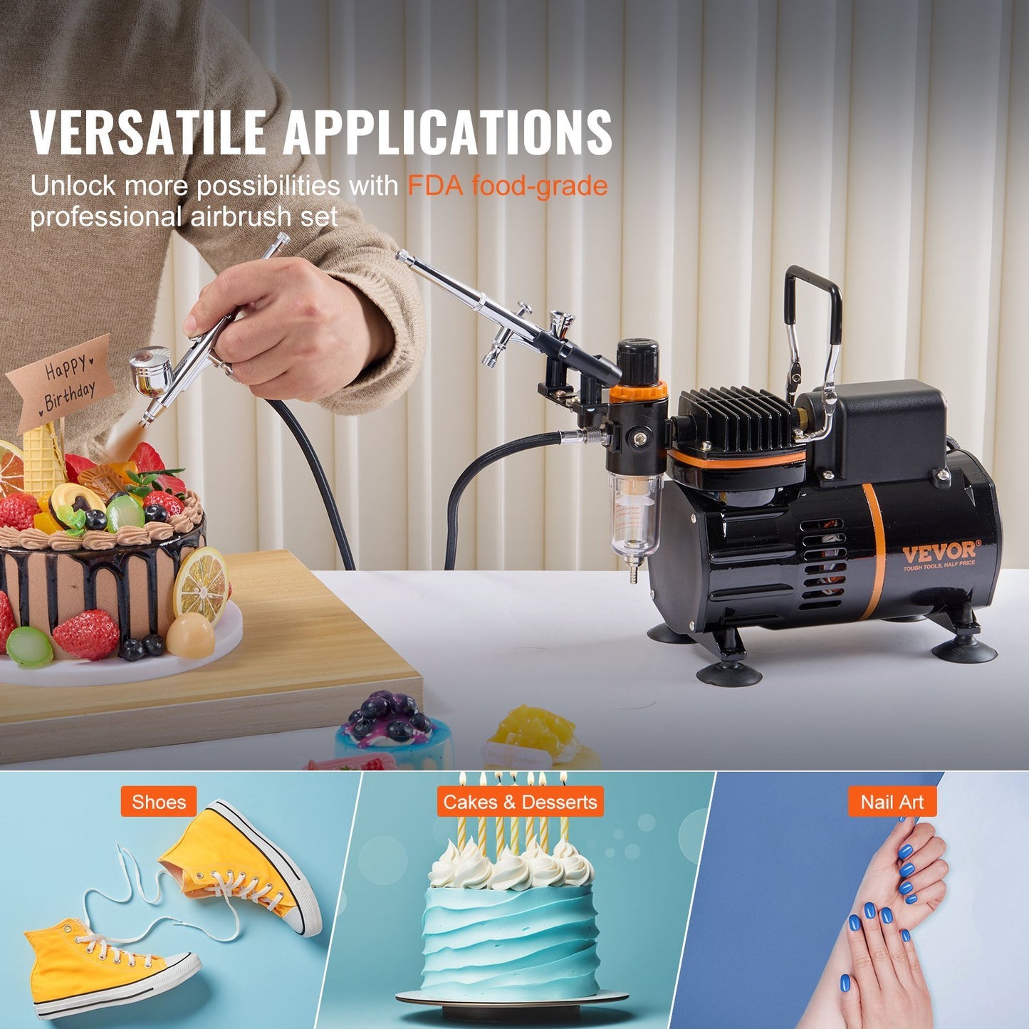 Dual Fan Air Compressor Professional Airbrushing System Kit with 3 Airbrushes