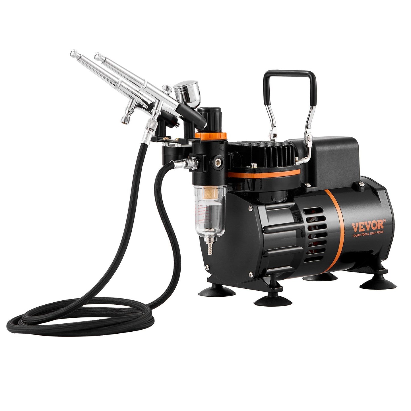 Dual Fan Air Compressor Professional Airbrushing System Kit with 3 Airbrushes