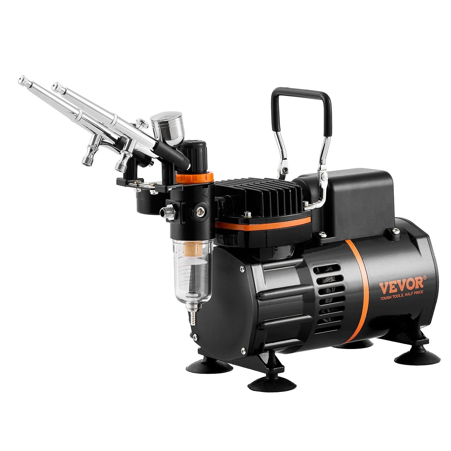 Dual Fan Air Compressor Professional Airbrushing System Kit with 3 Airbrushes