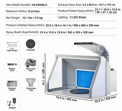 Airbrush Spray Booth Dual-Fans Portable Hobby Paint Spray