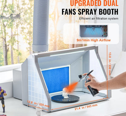 Airbrush Spray Booth Dual-Fans Portable Hobby Paint Spray