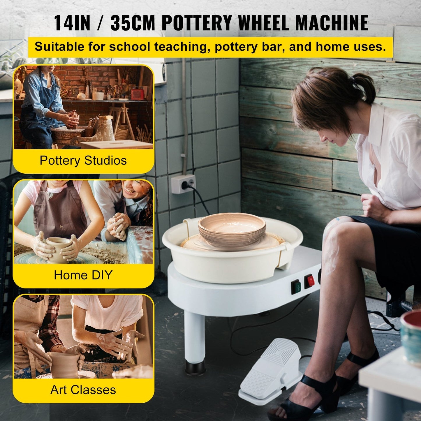 Pottery Wheel, 14in Ceramic Wheel Forming Machine